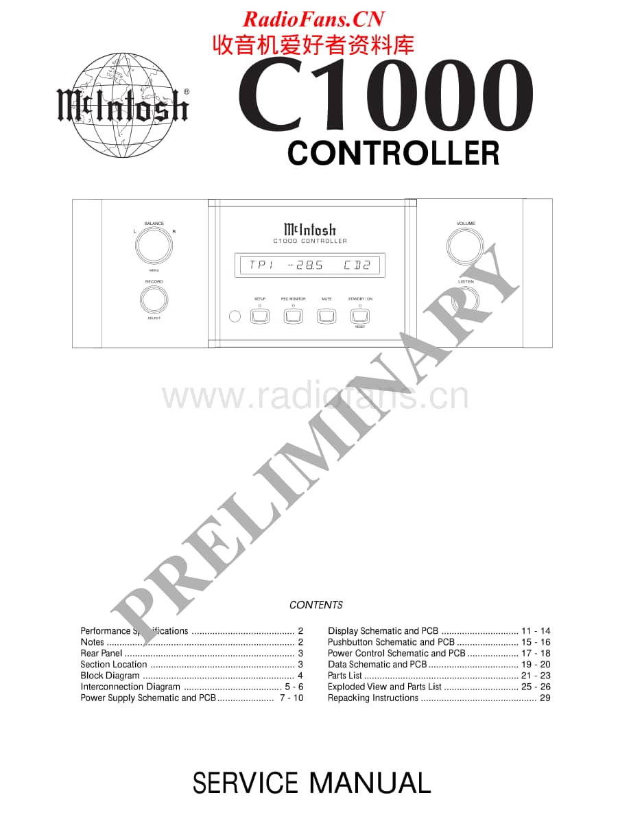 McIntosh-C1000C-pre-sm维修电路原理图.pdf_第1页