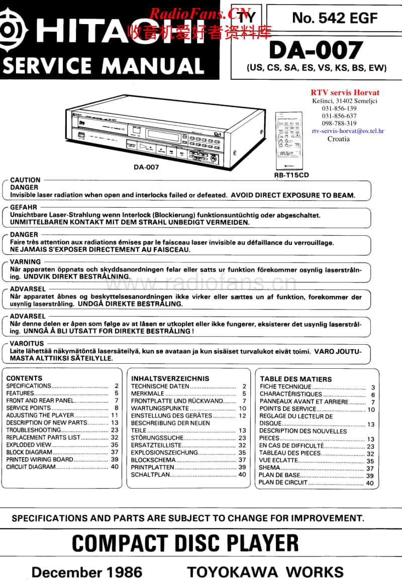 Hitachi-DA-007-Service-Manual电路原理图.pdf_第1页