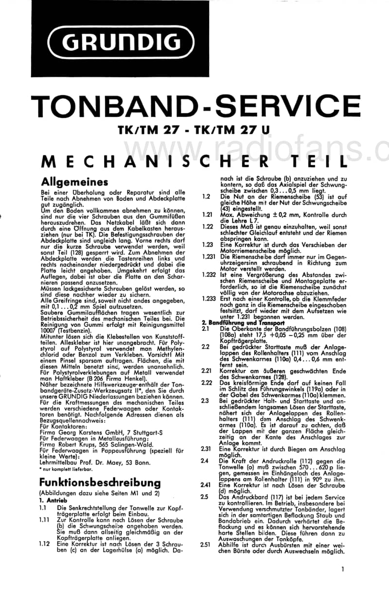 Grundig-TK-27-Service-Manual电路原理图.pdf_第1页