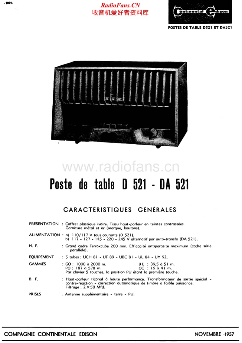 Continental-Edison-DA-521-Schematic电路原理图.pdf_第1页