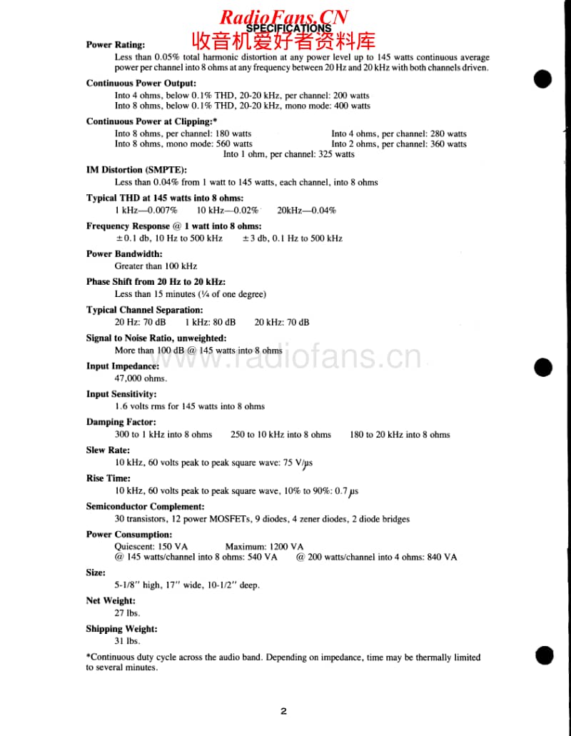Hafler-XL-280-Service-Manual电路原理图.pdf_第2页