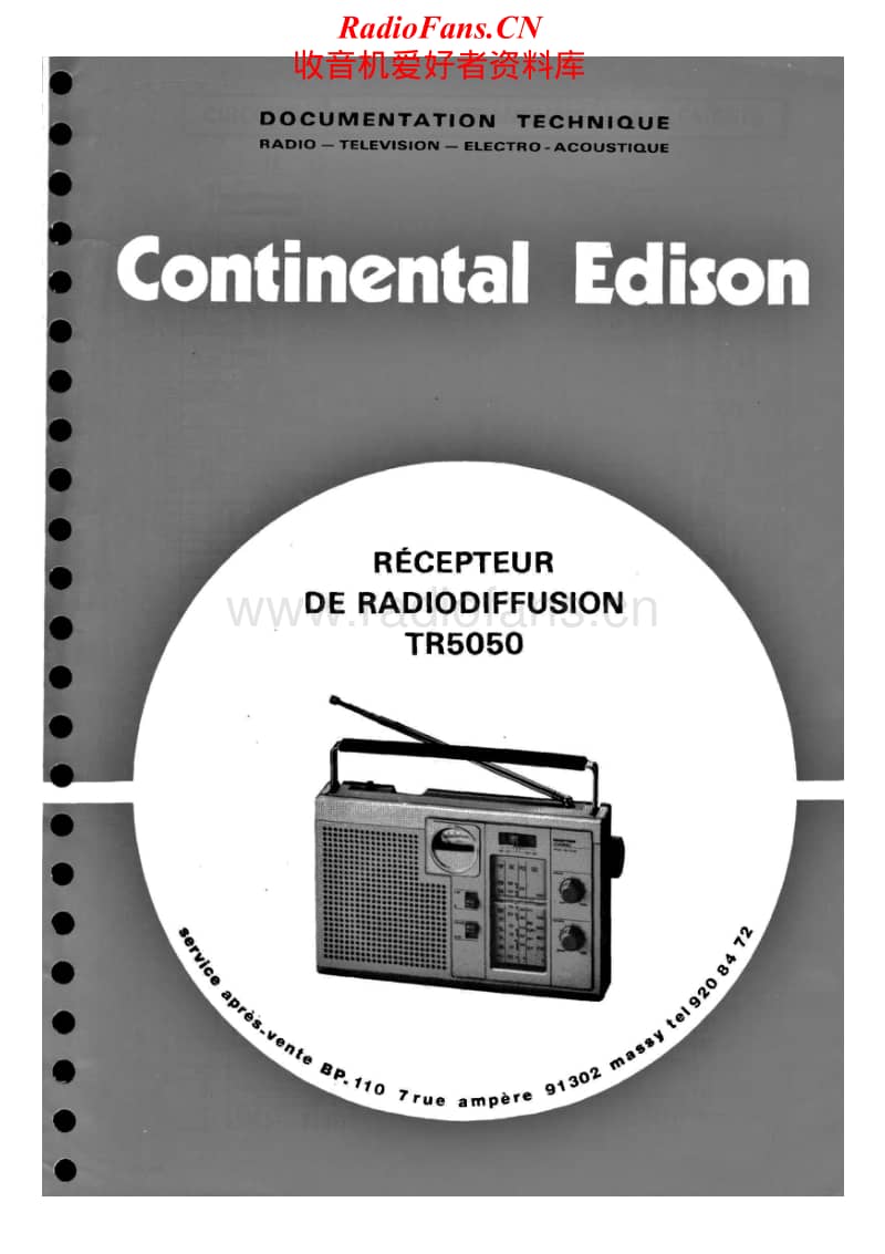Continental-Edison-TR-5050-Service-Manual电路原理图.pdf_第1页