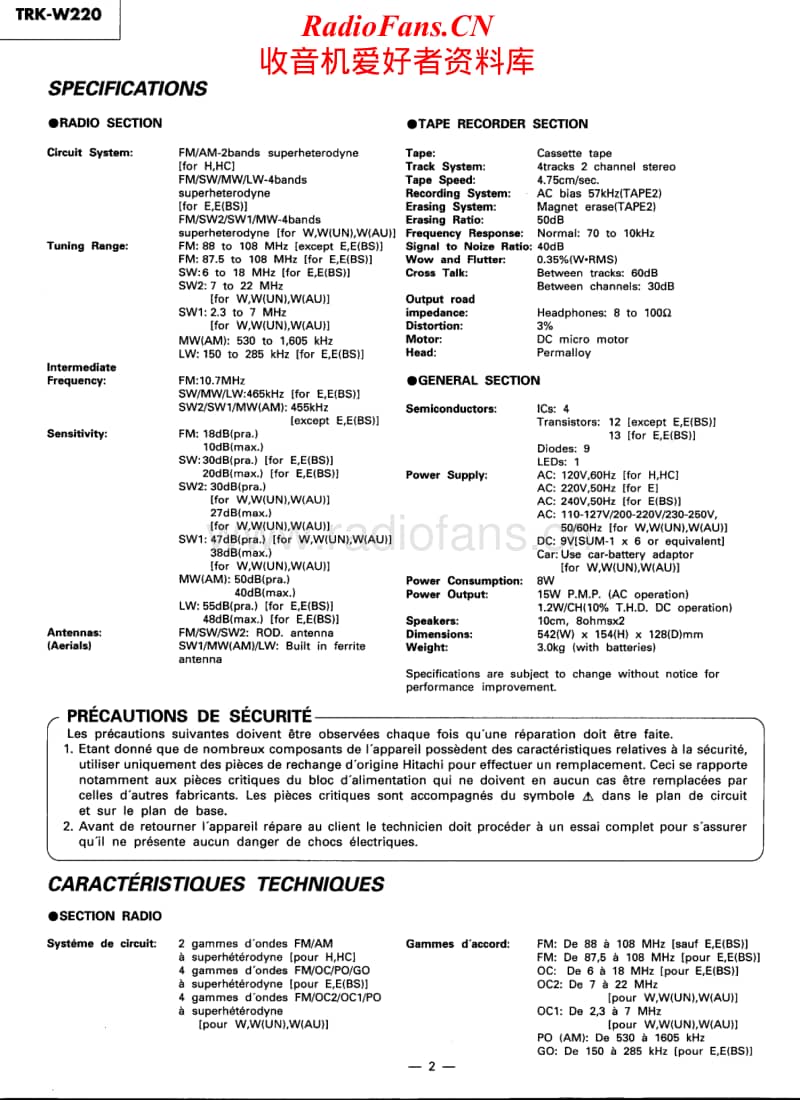 Hitachi-TRKW-220-Service-Manual电路原理图.pdf_第2页