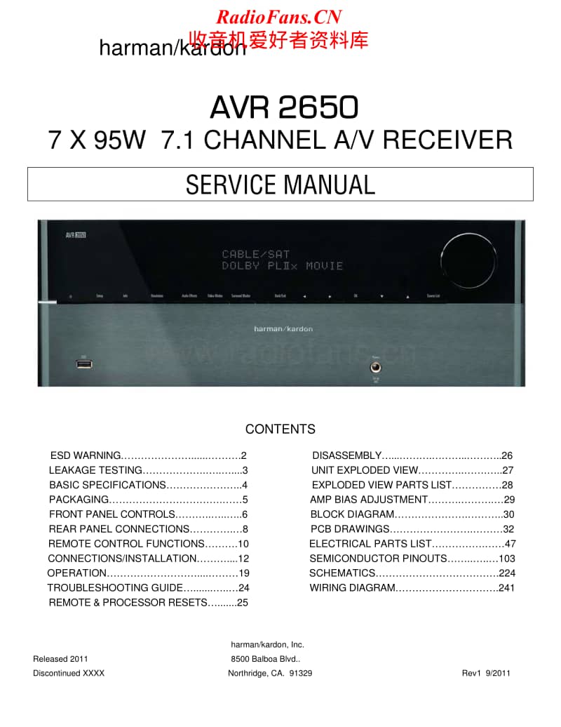 Harman-Kardon-AVR-2650-part-1-Service-Manual电路原理图.pdf_第1页