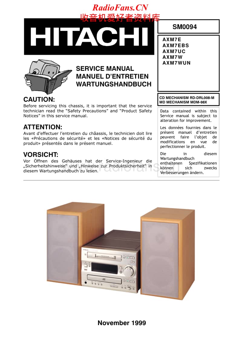 Hitachi-AX-M7-WUN-Service-Manual电路原理图.pdf_第1页