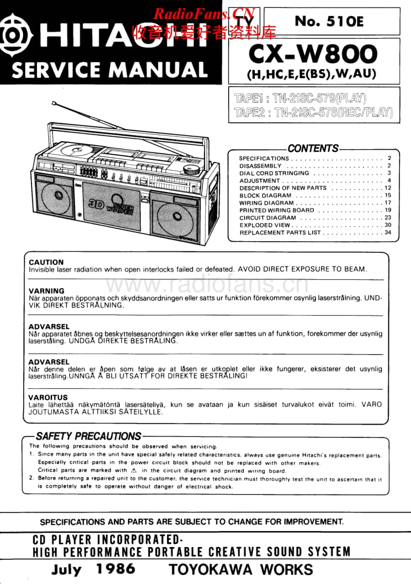 Hitachi-CX-W800-Service-Manual电路原理图.pdf_第1页
