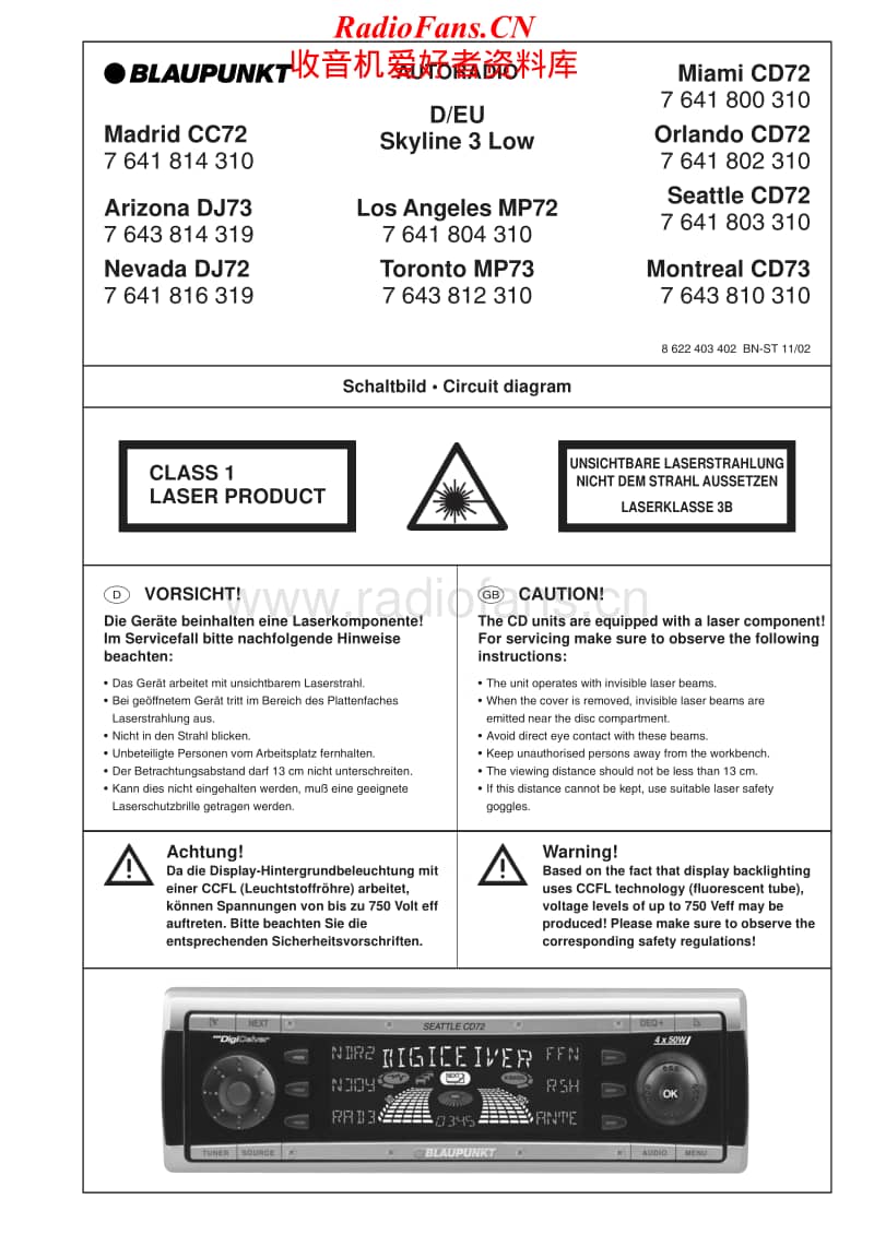 Blaupunkt-Seattle-CD-72-Service-Manual电路原理图.pdf_第1页