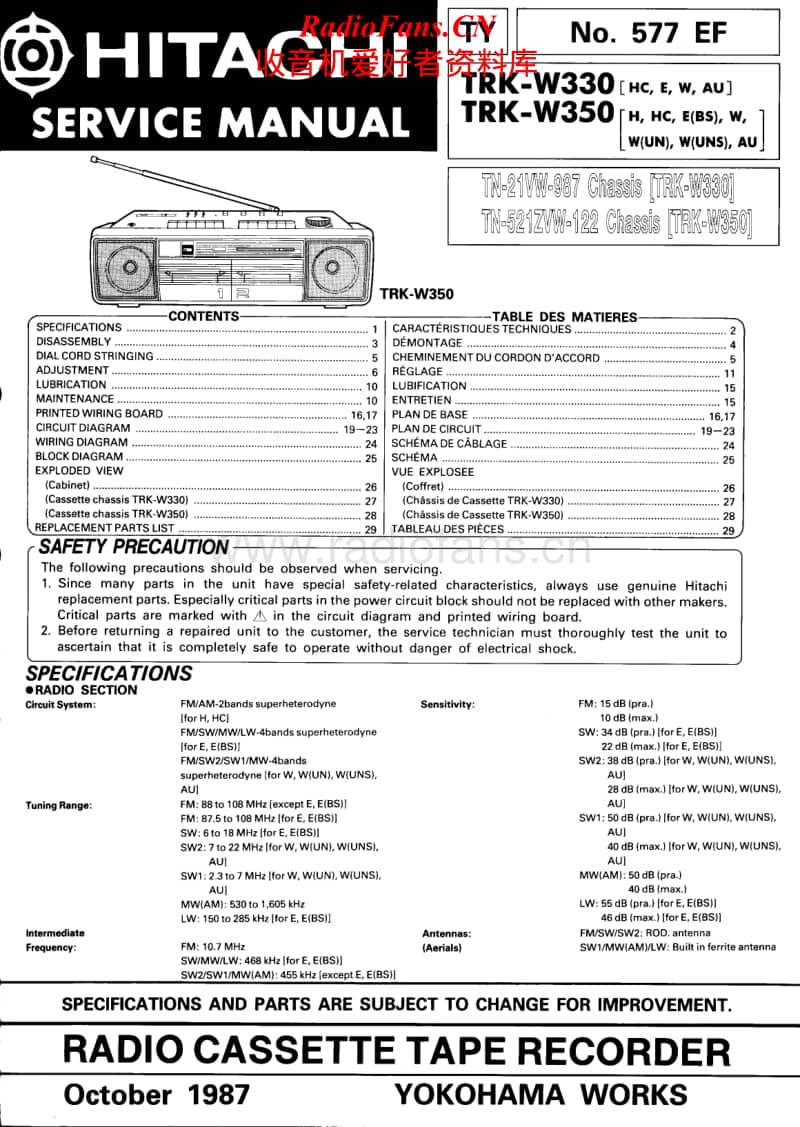 Hitachi-TRKW-330-Service-Manual电路原理图.pdf_第1页