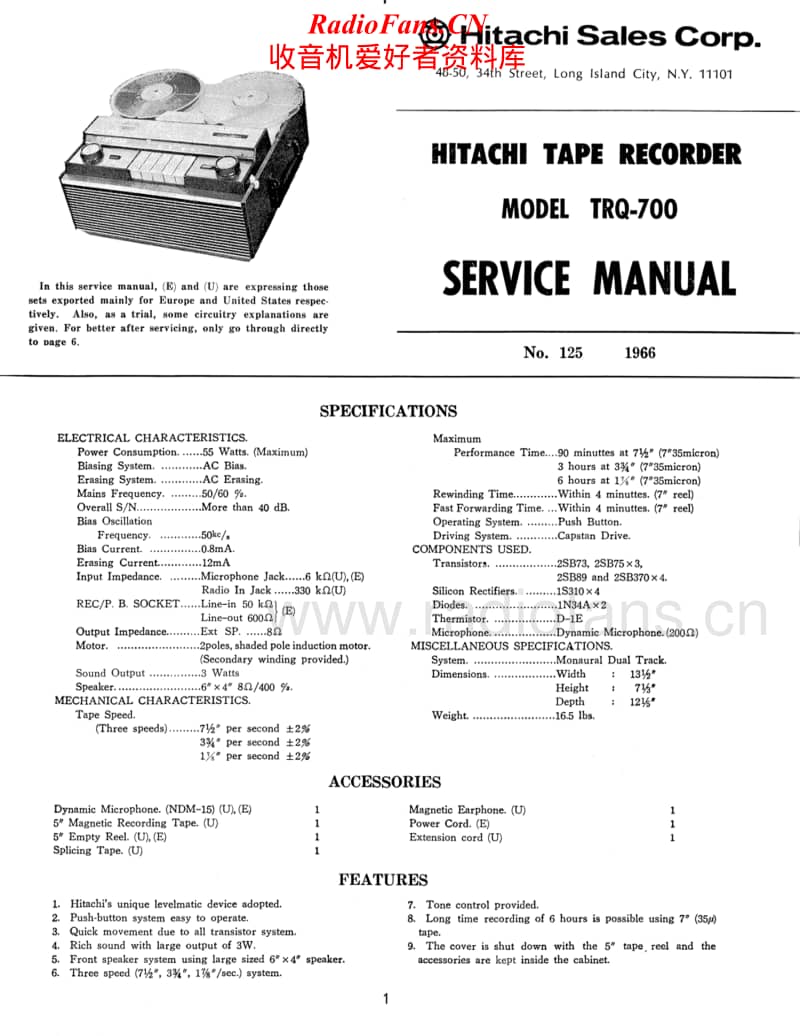 Hitachi-TRQ-700-Service-Manual电路原理图.pdf_第1页