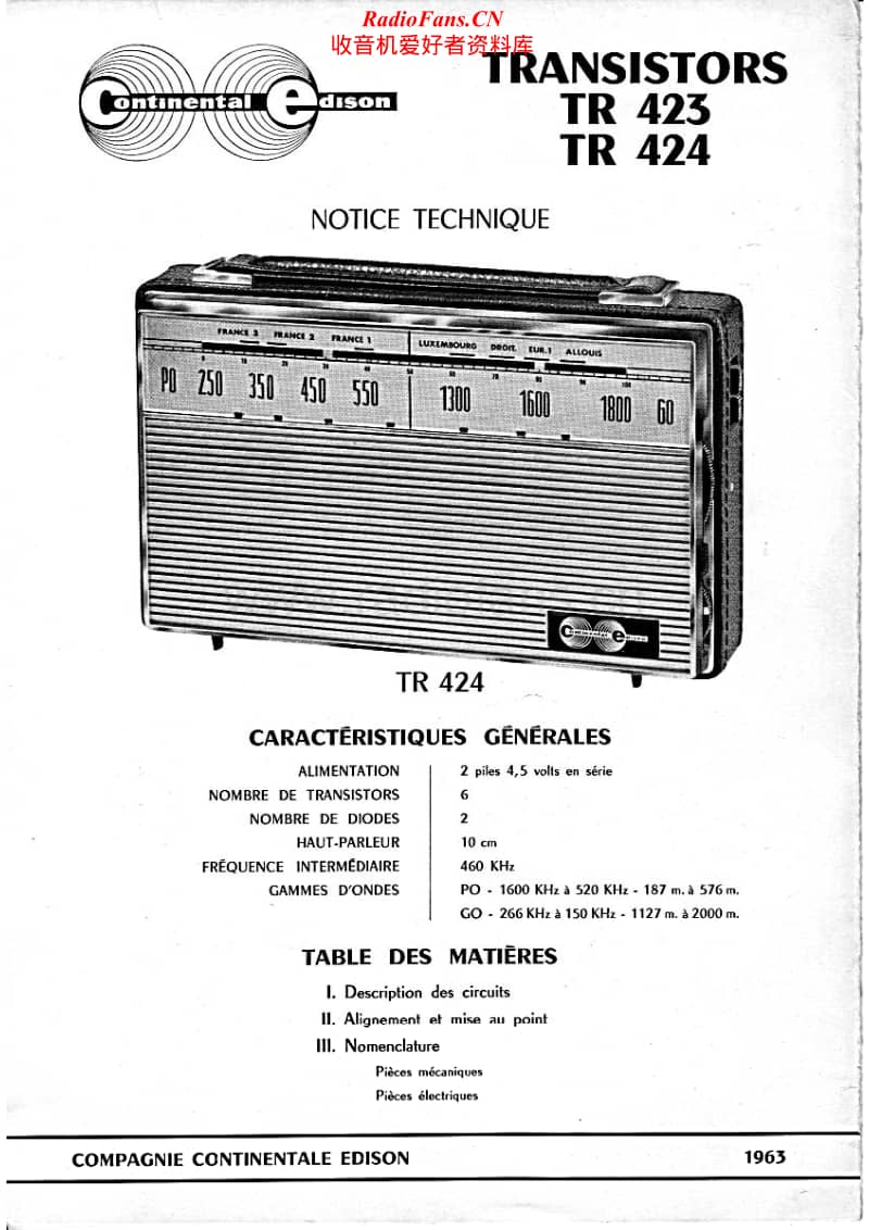 Continental-Edison-TR-423-Service-Manual电路原理图.pdf_第1页