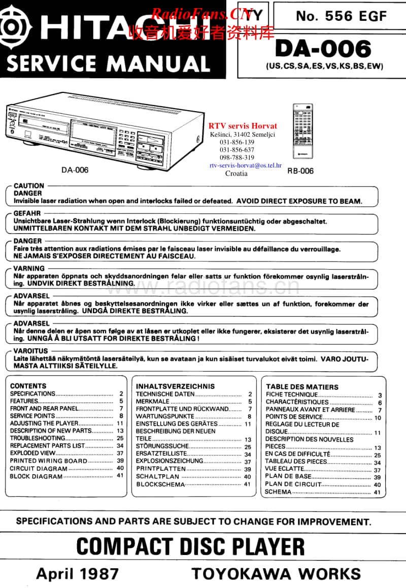 Hitachi-DA-006-Service-Manual电路原理图.pdf_第1页
