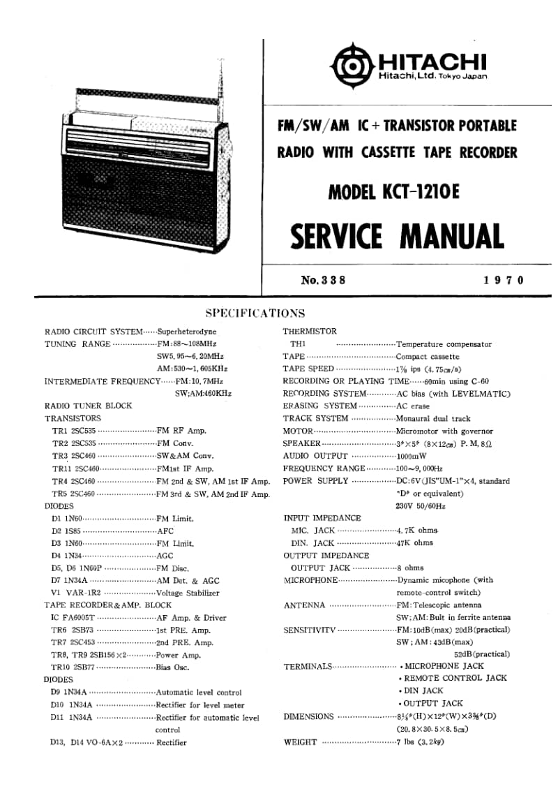 Hitachi-KCT-1210-E-Service-Manual电路原理图.pdf_第1页