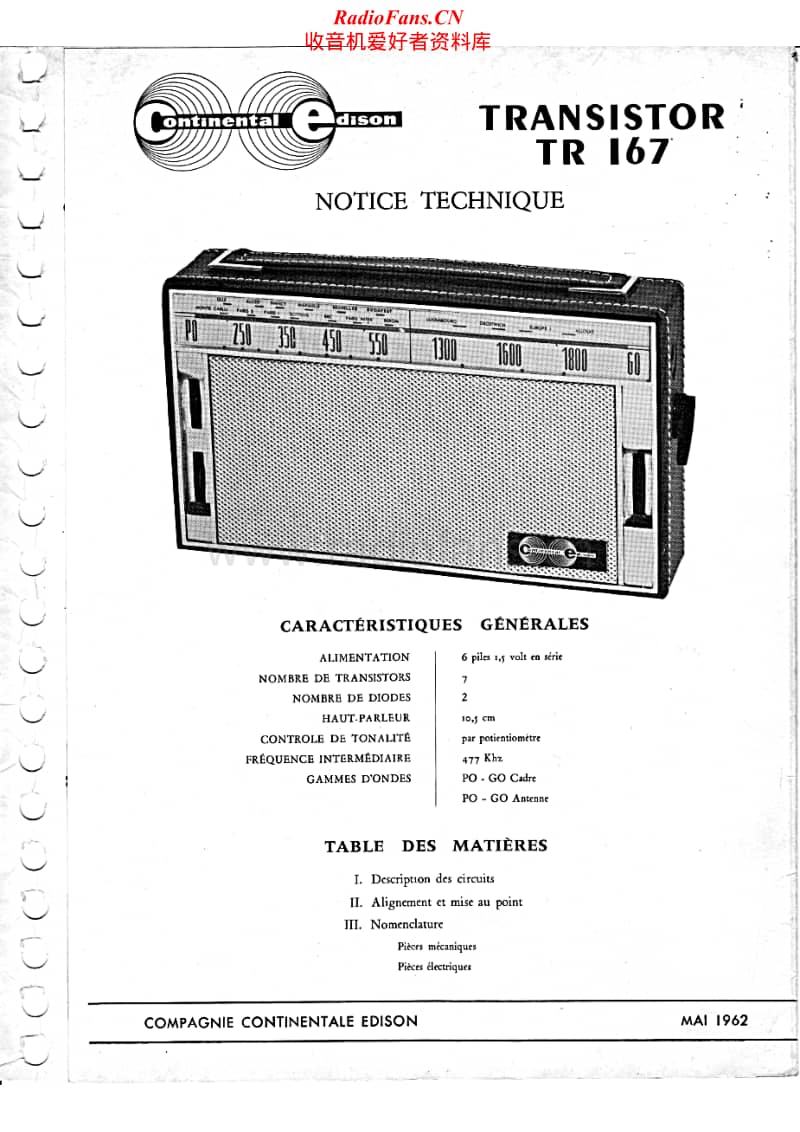Continental-Edison-TR-167-Schematic电路原理图.pdf_第1页