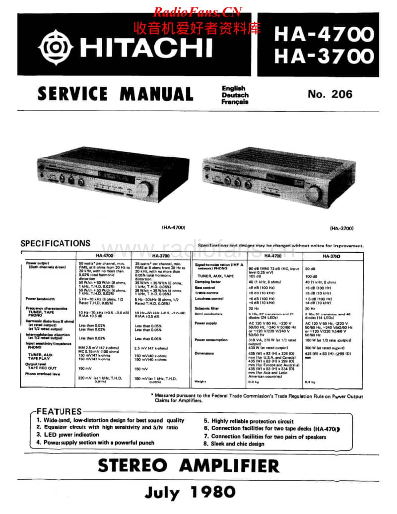Hitachi-HA-3700-Service-Manual电路原理图.pdf_第1页