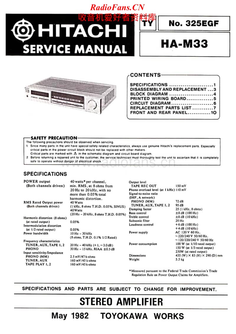 Hitachi-HA-M33-Service-Manual电路原理图.pdf_第1页