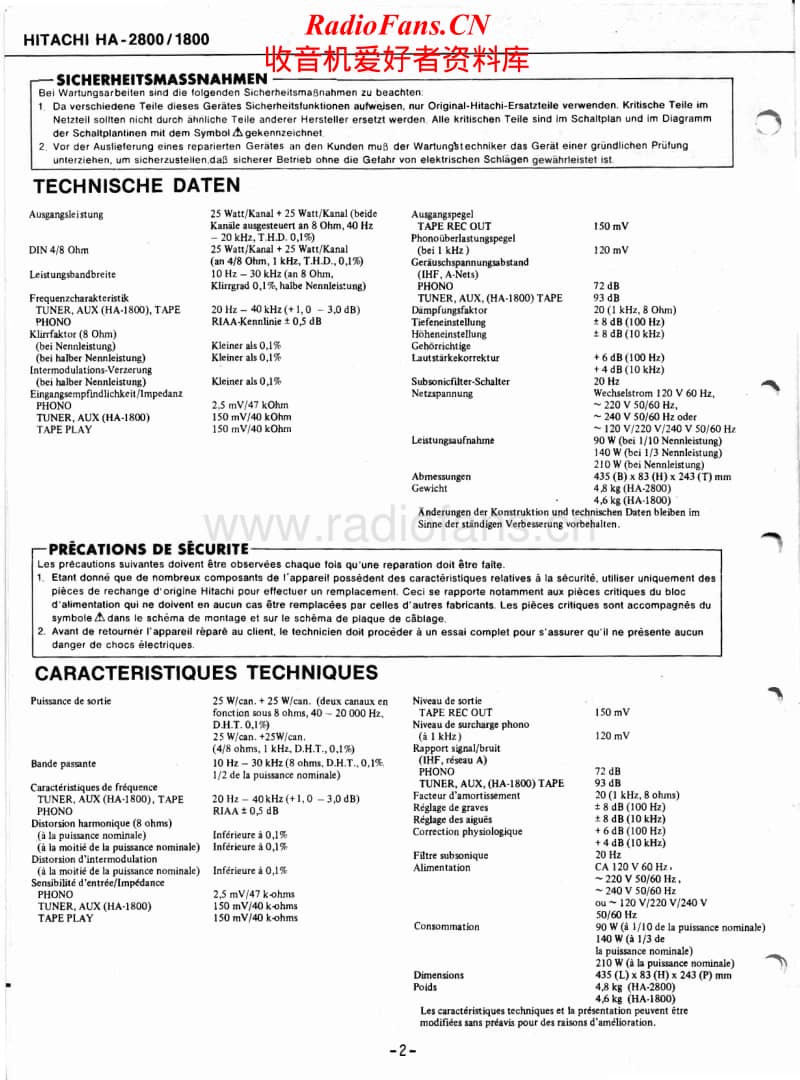 Hitachi-HA-1800-Service-Manual电路原理图.pdf_第2页