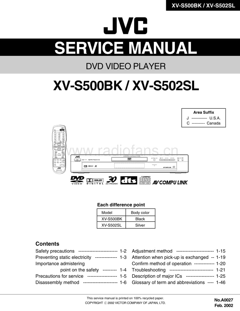 Jvc-XVS-502-SL-Service-Manual电路原理图.pdf_第1页