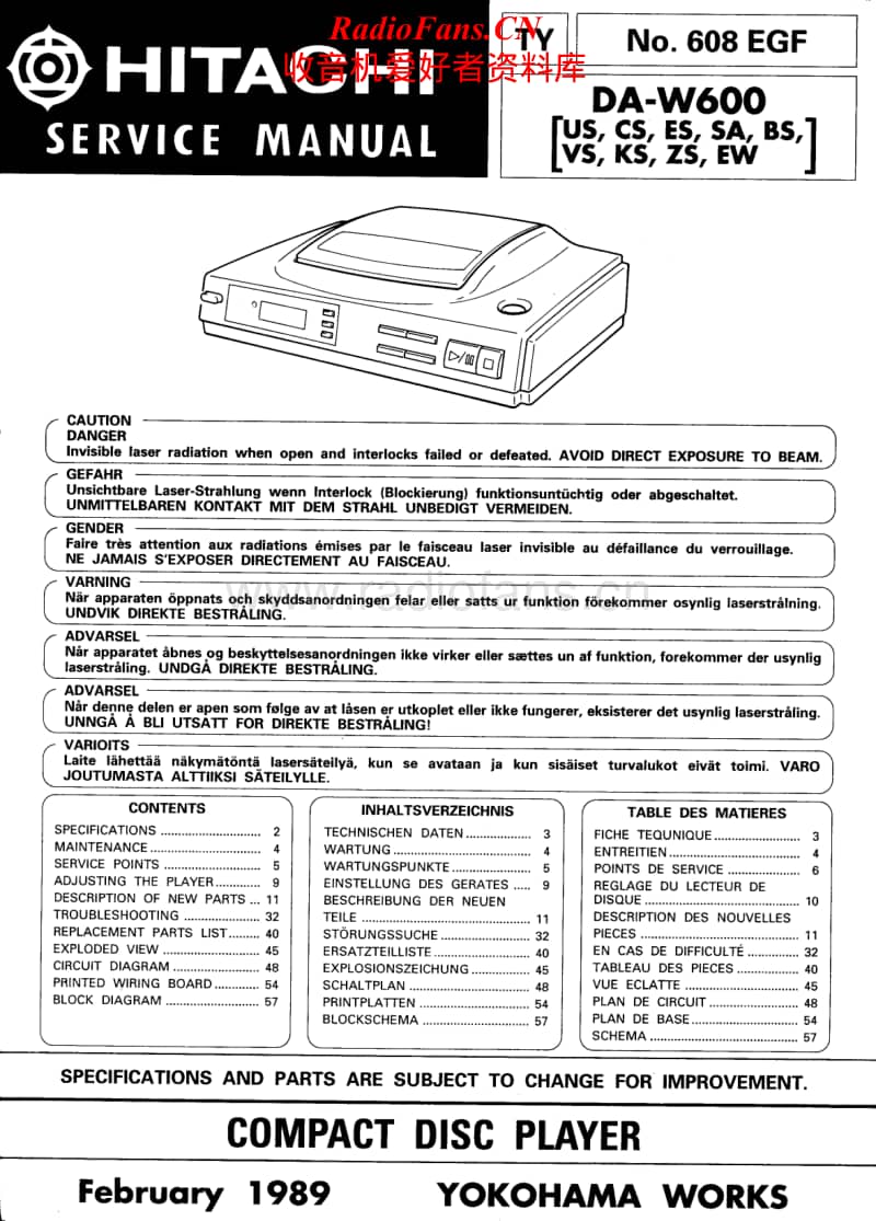 Hitachi-DAW-100-Service-Manual电路原理图.pdf_第1页