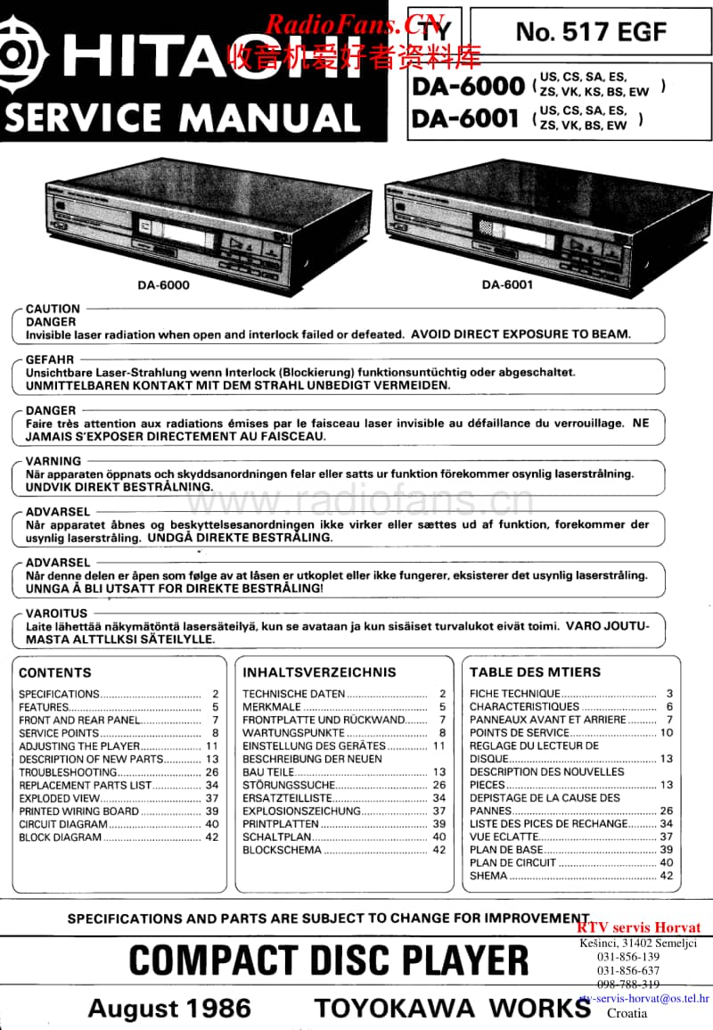 Hitachi-DA-6001-Service-Manual电路原理图.pdf_第1页