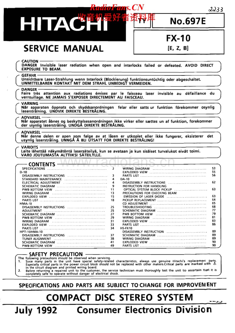 Hitachi-FX-10-Service-Manual电路原理图.pdf_第1页
