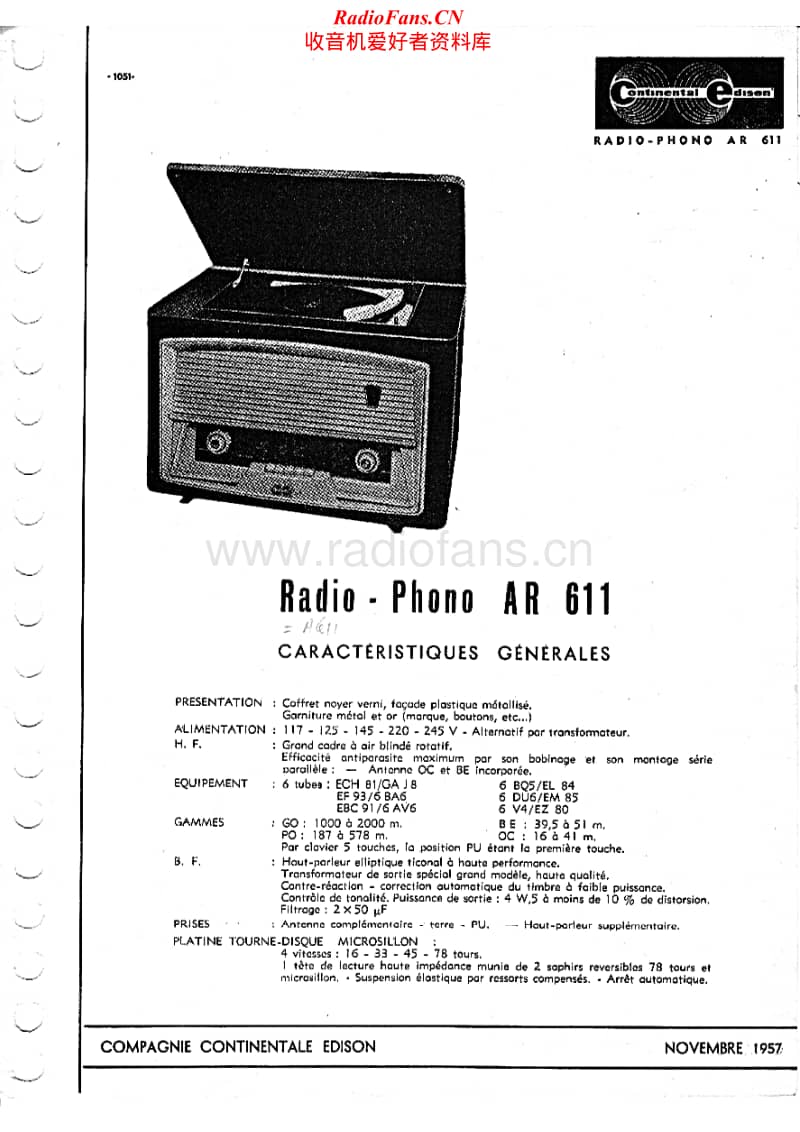 Continental-Edison-AR-611-Schematic电路原理图.pdf_第1页