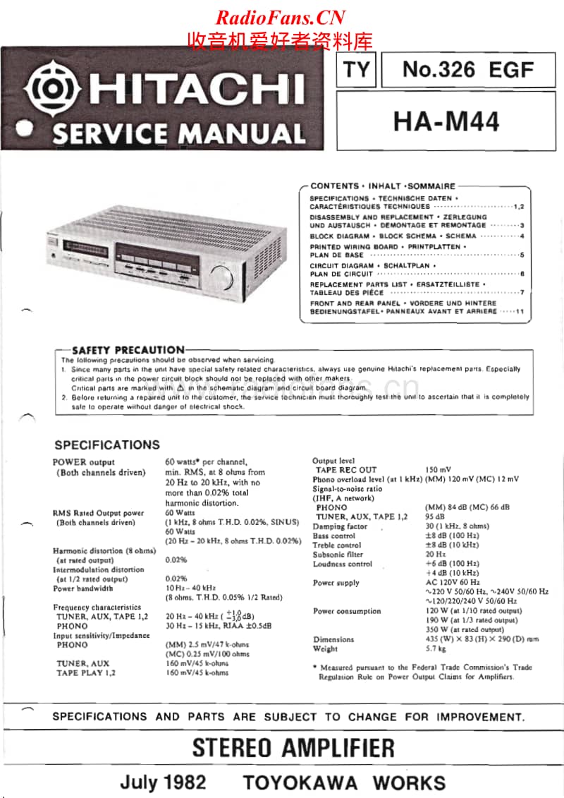 Hitachi-HA-M44-Service-Manual电路原理图.pdf_第1页