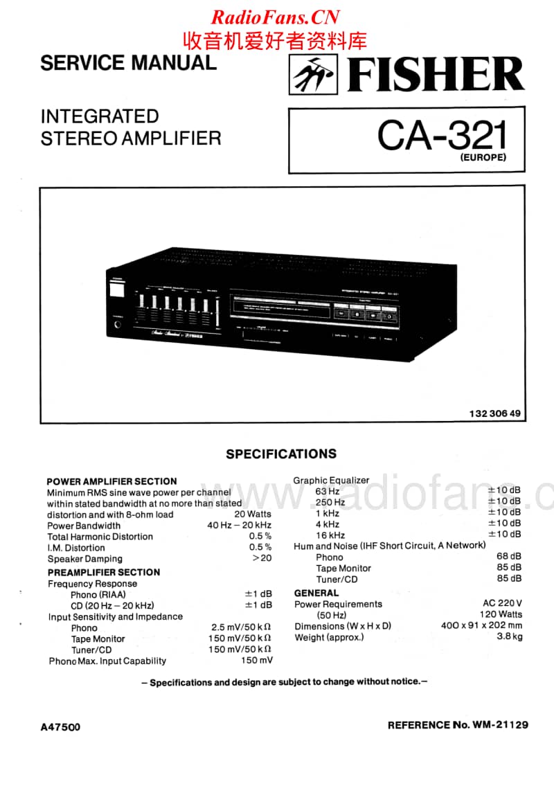 Fisher-CA-321-Service-Manual电路原理图.pdf_第1页