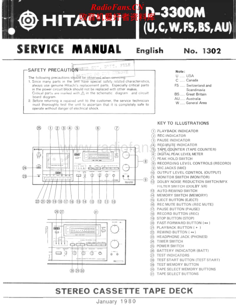 Hitachi-D-3300-M-Service-Manual电路原理图.pdf_第1页