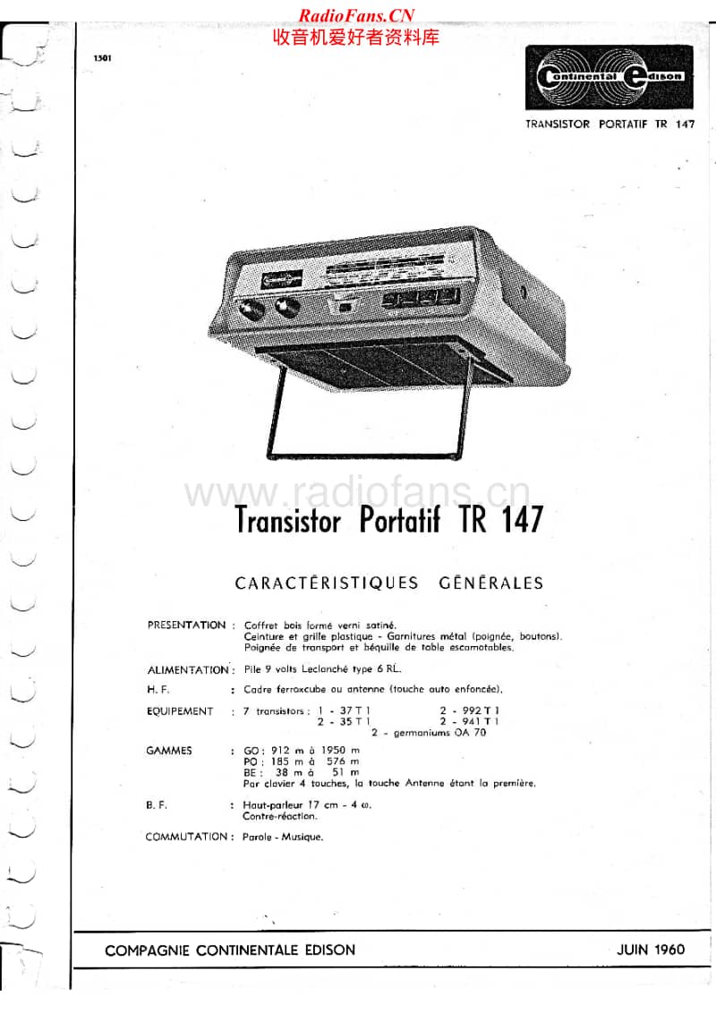 Continental-Edison-TR-147-Service-Manual电路原理图.pdf_第1页