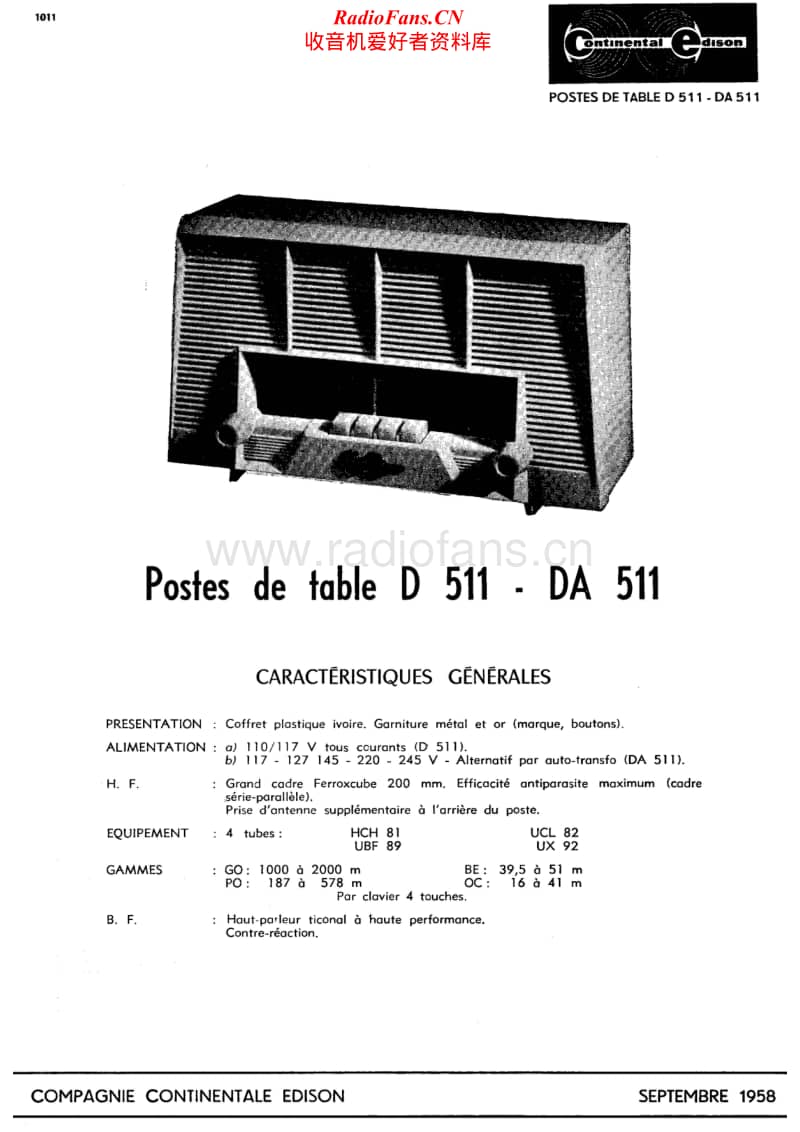 Continental-Edison-DA-511-Schematic电路原理图.pdf_第1页