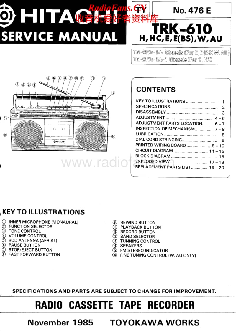 Hitachi-TRK-610-Service-Manual电路原理图.pdf_第1页