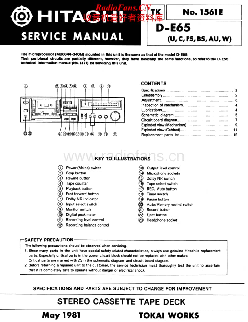 Hitachi-DE-65-Service-Manual电路原理图.pdf_第1页
