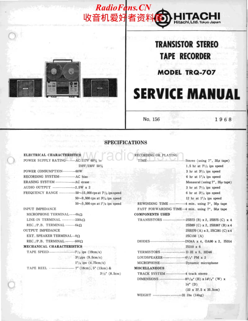 Hitachi-TRQ-707-Service-Manual电路原理图.pdf_第1页