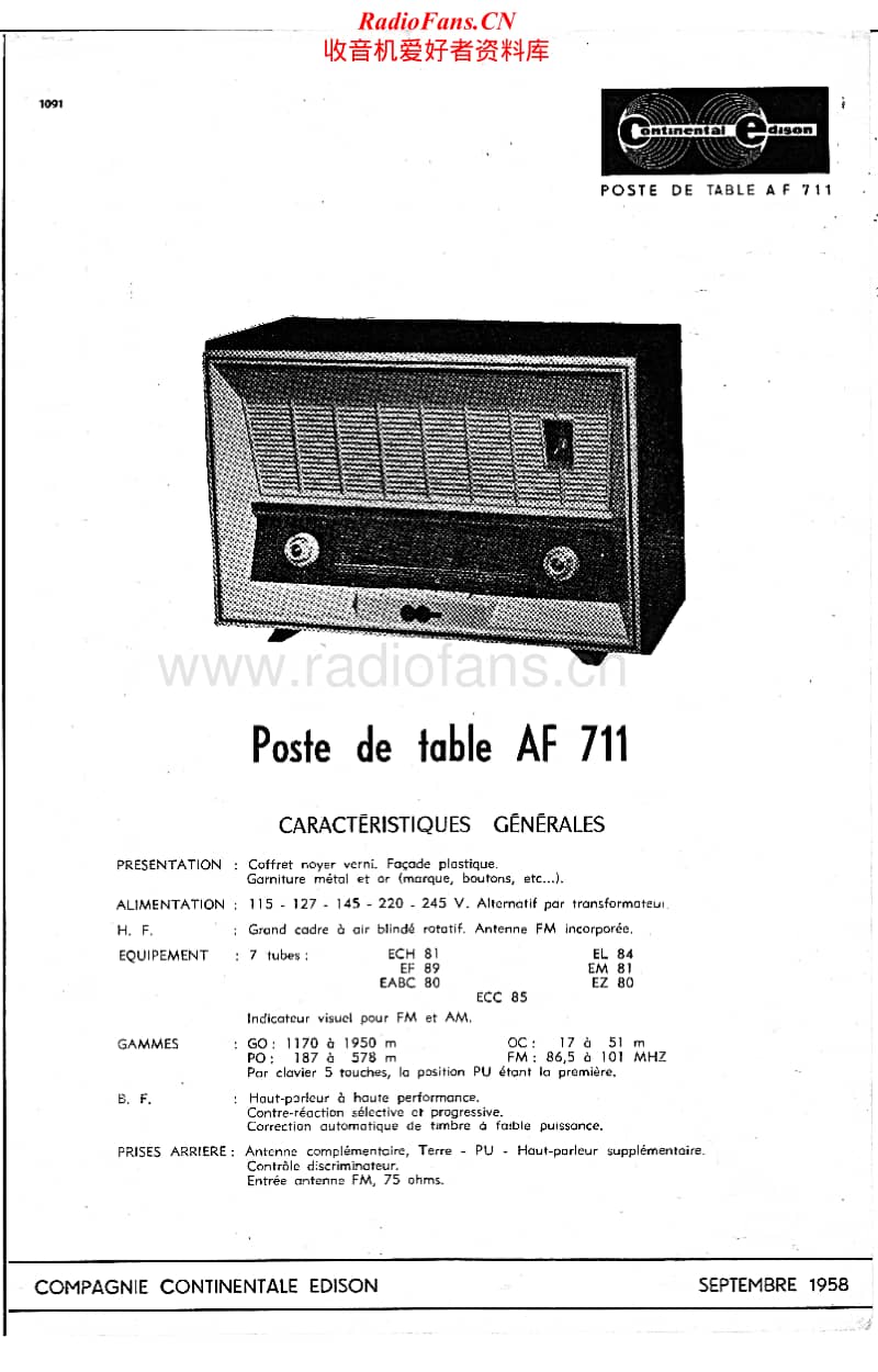 Continental-Edison-AF-711-Service-Manual电路原理图.pdf_第1页