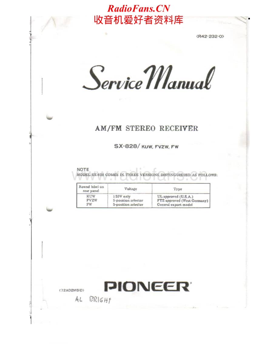 Pioneer-SX828-rec-sm维修电路原理图.pdf_第1页