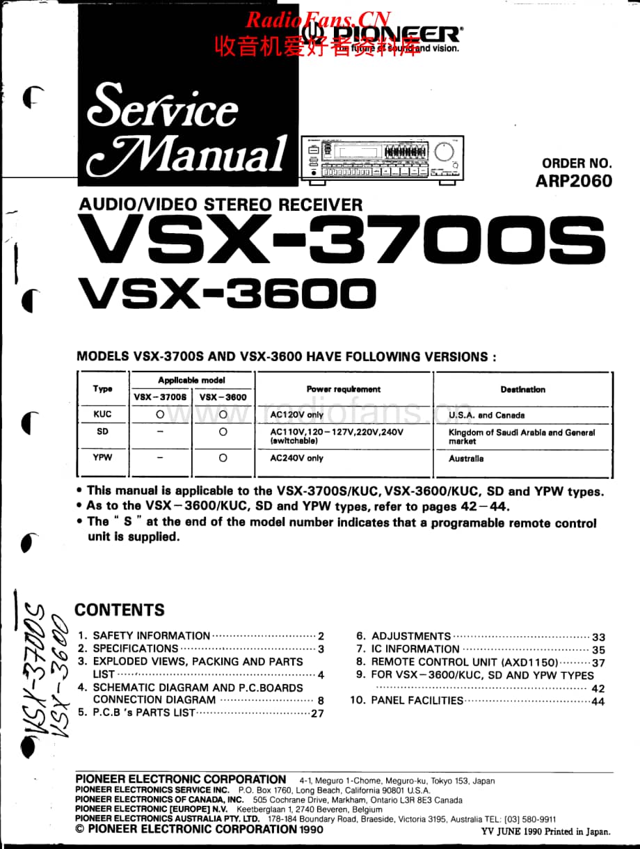 Pioneer-VSX3700-avr-sch维修电路原理图.pdf_第1页