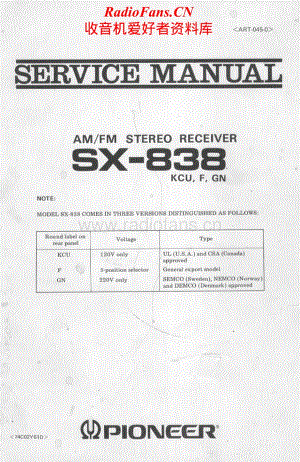 Pioneer-SX838-rec-sm维修电路原理图.pdf