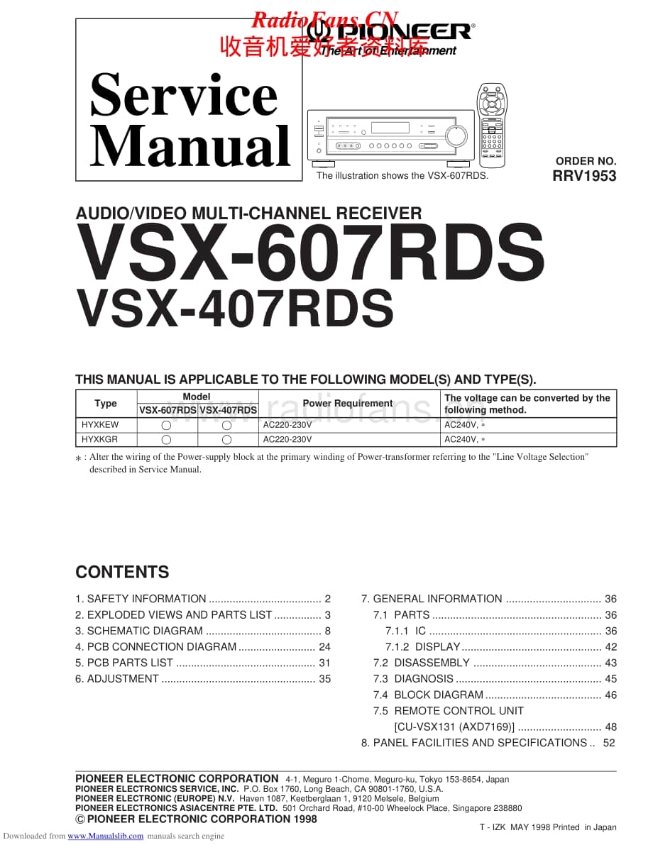 Pioneer-VSX407RDS-avr-sm维修电路原理图.pdf_第1页