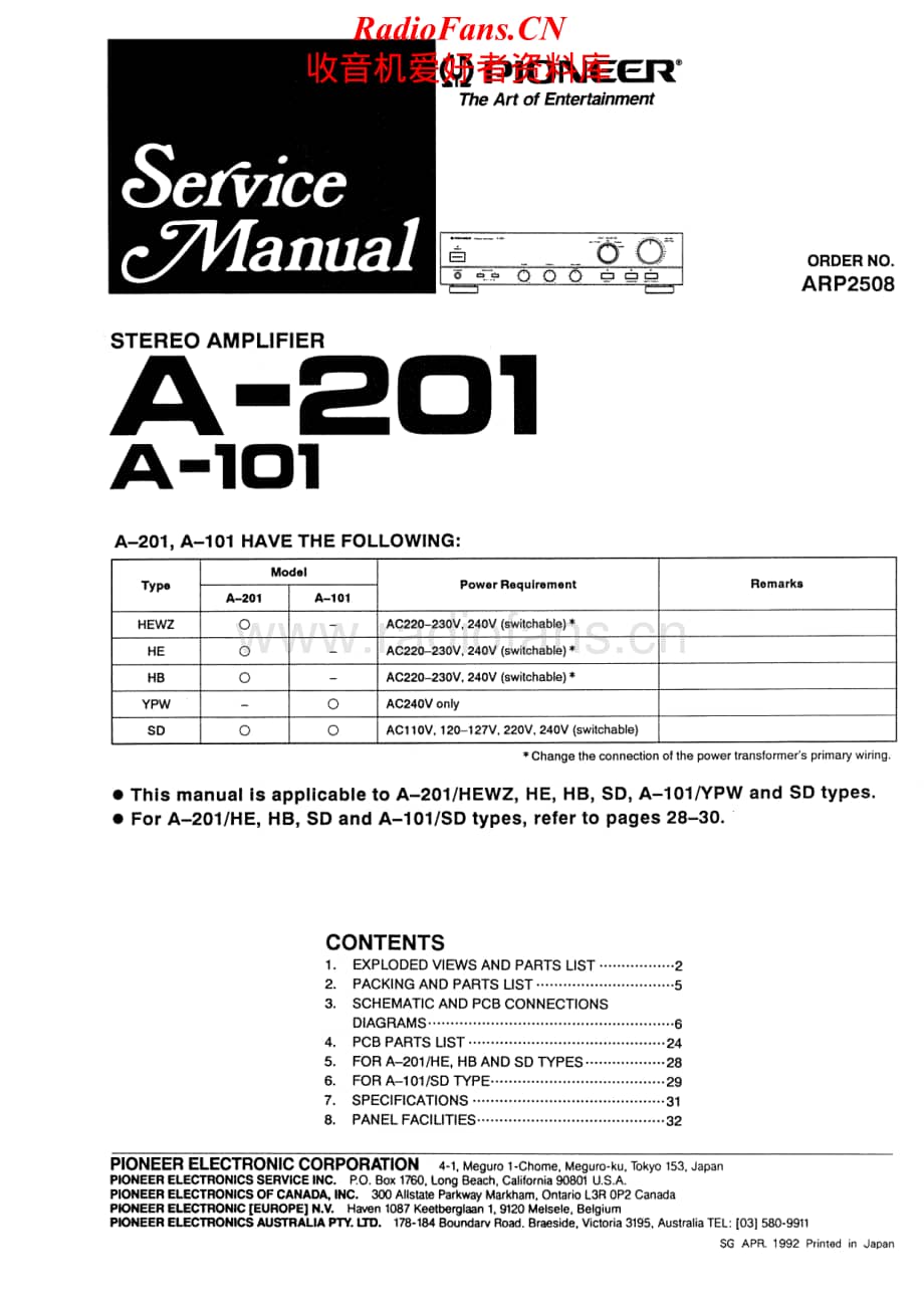 Pioneer-A201-int-sm维修电路原理图.pdf_第1页