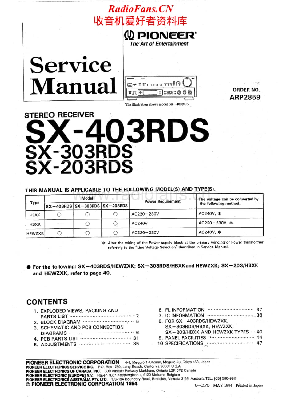 Pioneer-SX303RDS-rec-sm维修电路原理图.pdf_第1页
