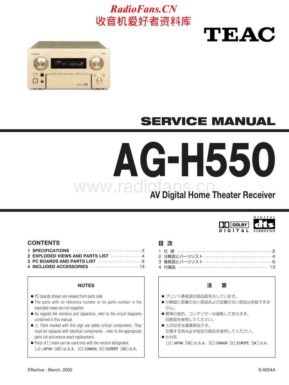 Teac-AGH550-av-sm维修电路原理图.pdf_第1页