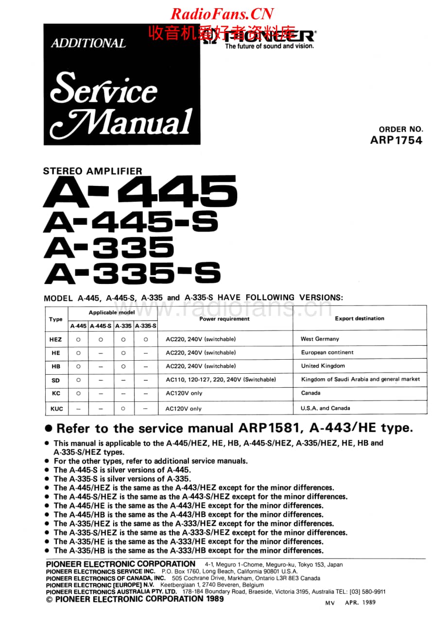 Pioneer-A445-int-sm维修电路原理图.pdf_第1页