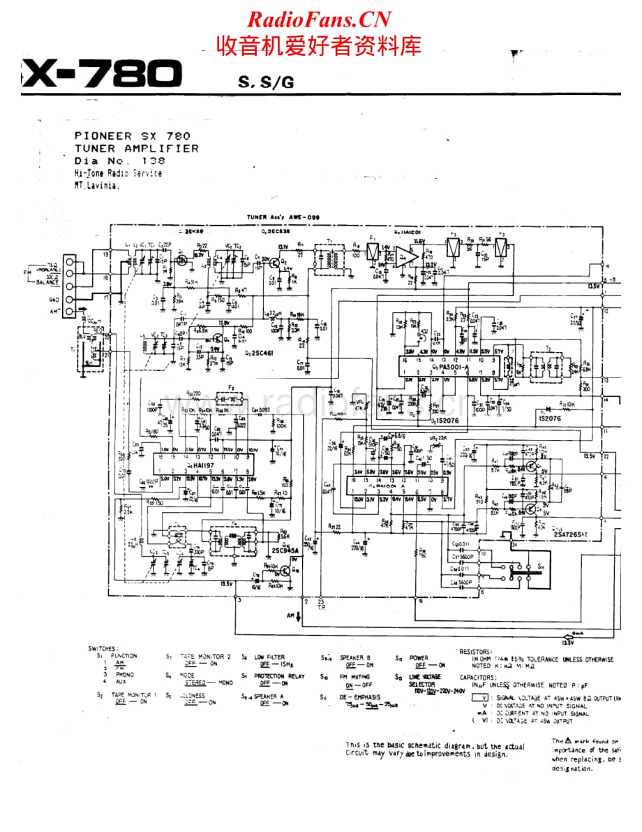 Pioneer-SX780-rec-sm维修电路原理图.pdf_第1页