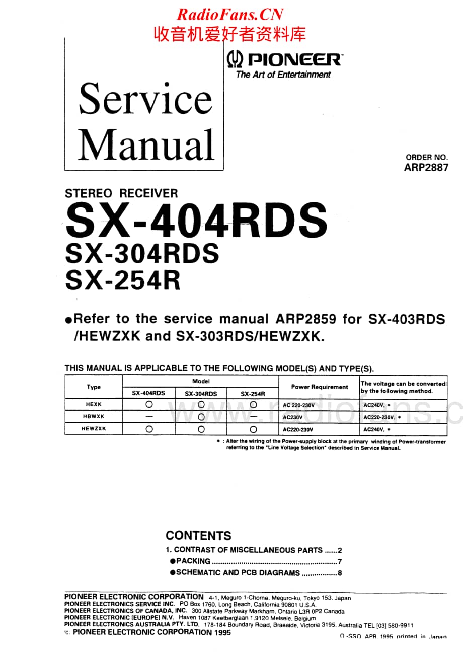 Pioneer-SX404RDS-rec-sm维修电路原理图.pdf_第1页