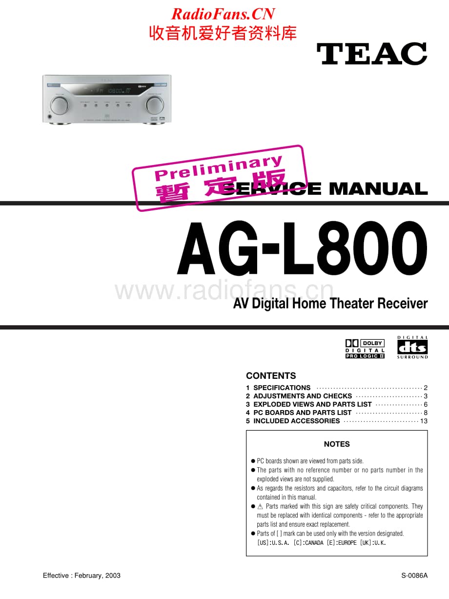Teac-AGL800-rec-sm维修电路原理图.pdf_第1页