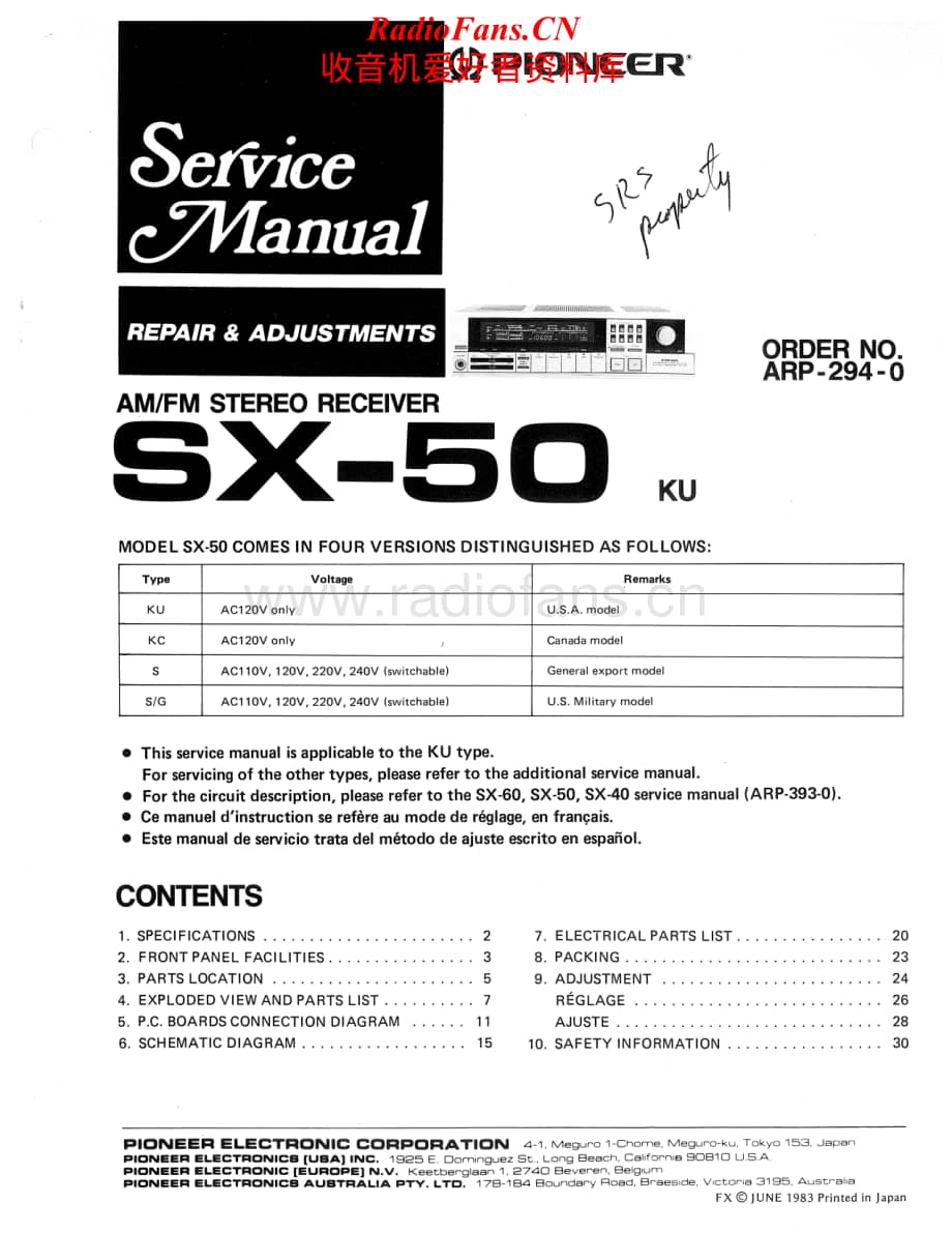 Pioneer-SX50-rec-sm维修电路原理图.pdf_第1页