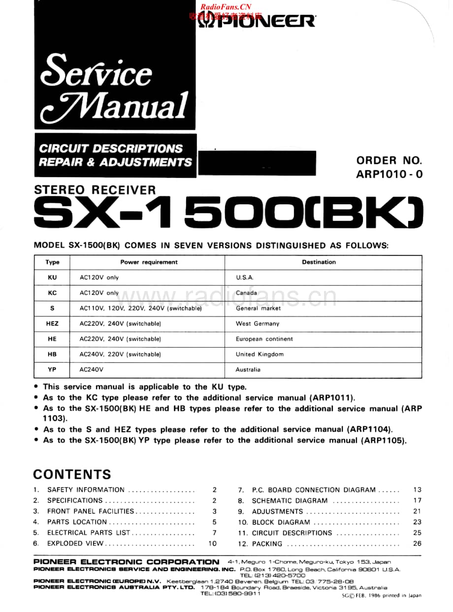 Pioneer-SX1500BK-rec-sm维修电路原理图.pdf_第1页