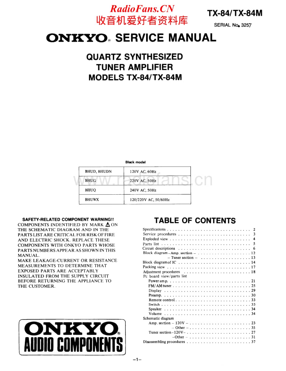 Onkyo-TX84-rec-sm维修电路原理图.pdf_第1页