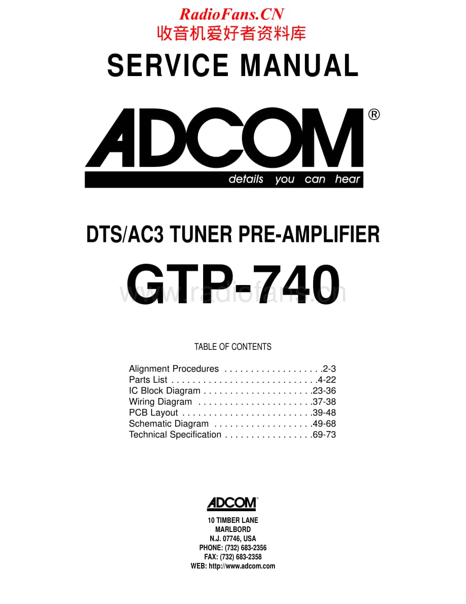 Adcom-GTP740-pre-sm维修电路原理图.pdf_第1页
