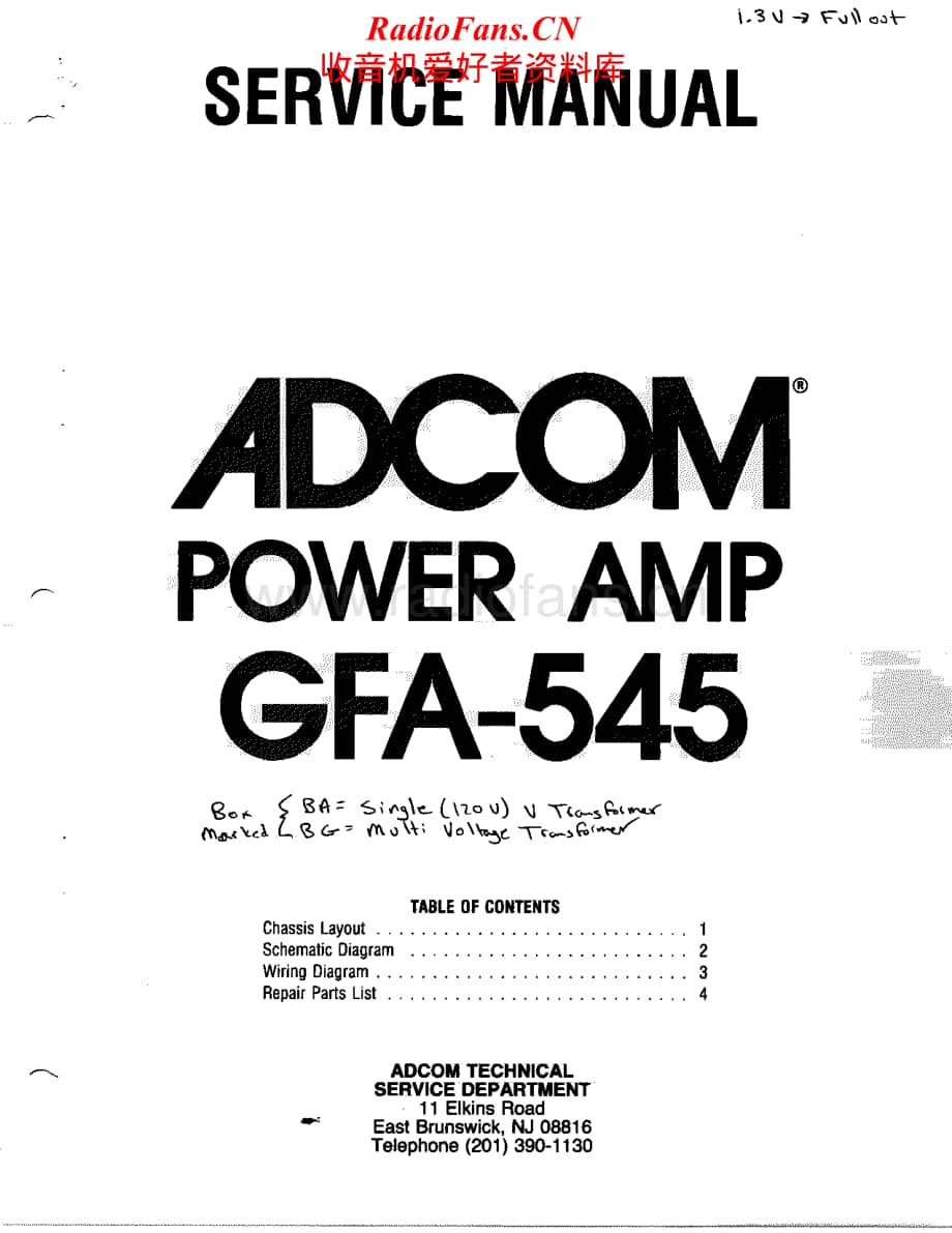 Adcom-GFA545-pwr-sm维修电路原理图.pdf_第1页